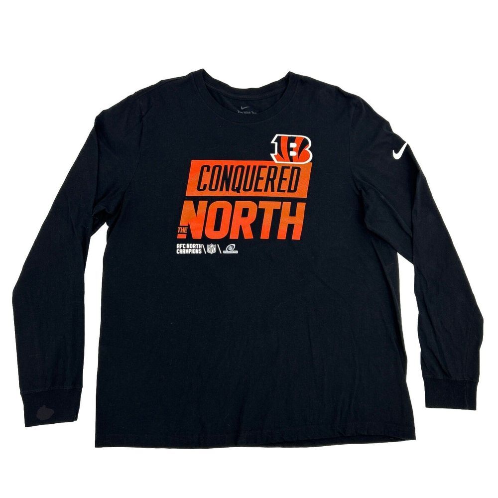 Cincinnati Bengals Shirt Men's XL Black The Nike Tee Long‎ Sleeve Crew Neck NFL